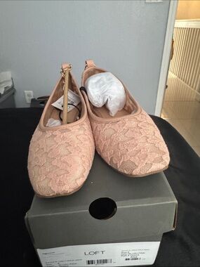 LOFT Blush Lace Slingback Flats
